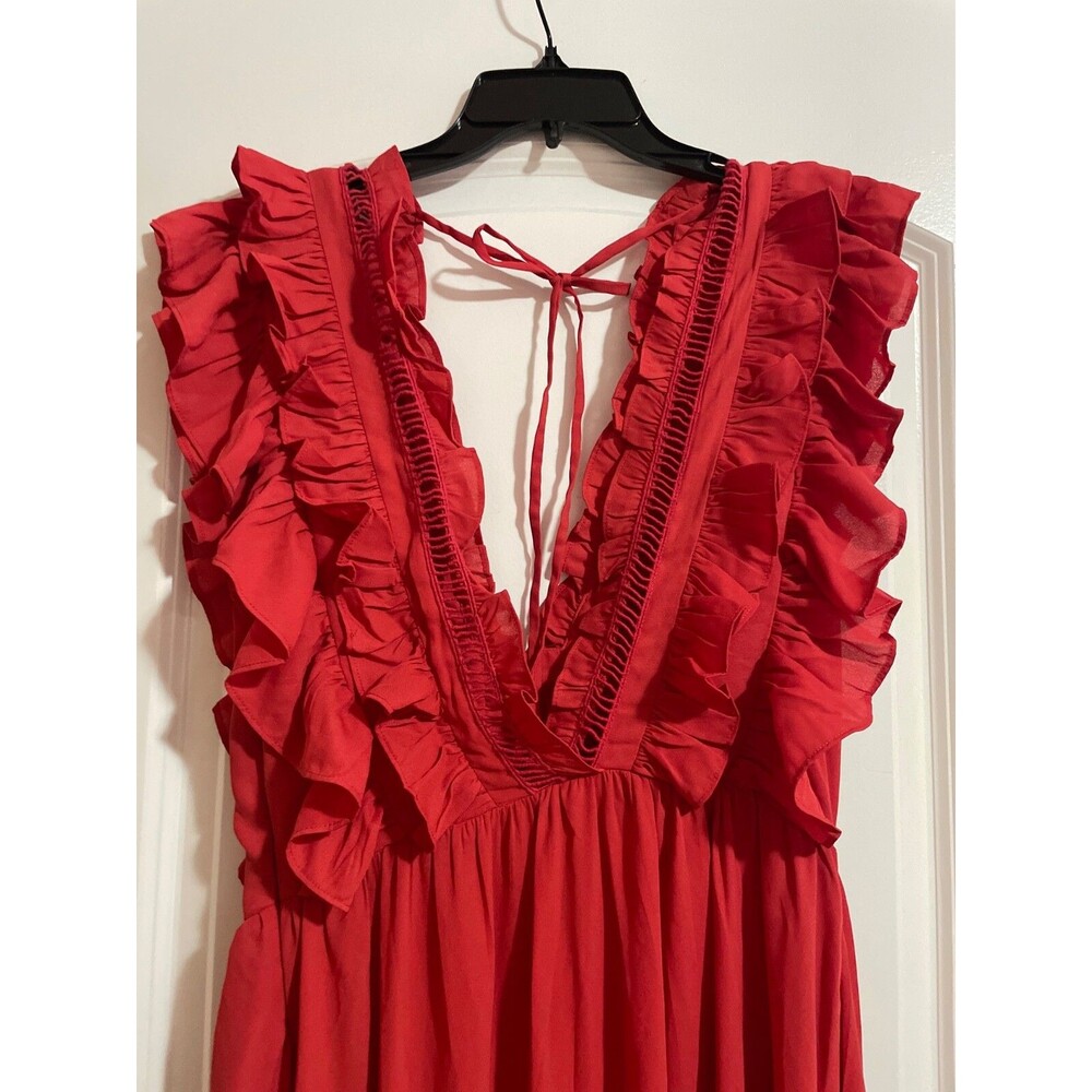 Chic Ruffled Red Maxi Dress - Picture 8 of 10